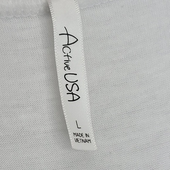 Active USA White Scoop Neck Short Sleeve Shirt - Picture 7 of 13